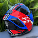Capacete Personalizado Mormaii Fechado Preto/vermelho/azul Brilho