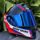 Capacete Personalizado Mormaii Fechado Preto/vermelho/azul Brilho